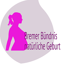 Umriss einer schwangeren Frau mit dem Schriftzug Bremer Bündnis natürliche Geburt