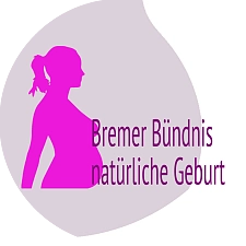 Umriss einer schwangeren Frau mit dem Schriftzug Bremer Bündnis natürliche Geburt