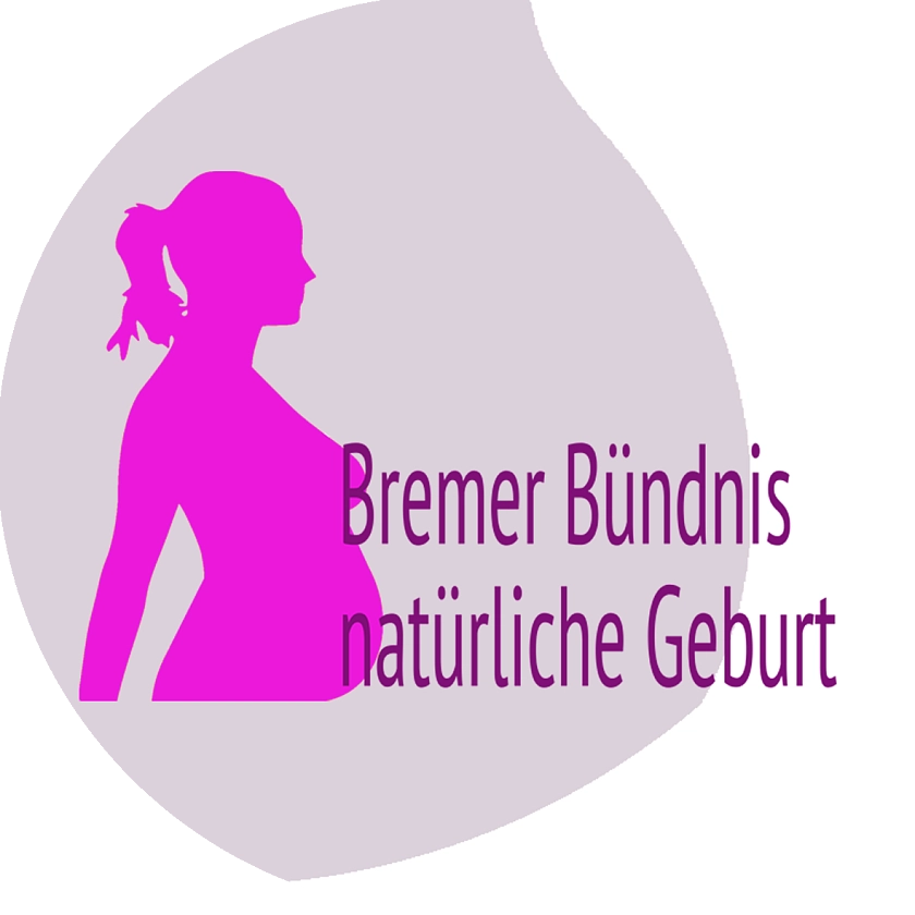 Umriss einer schwangeren Frau mit dem Schriftzug Bremer Bündnis natürliche Geburt