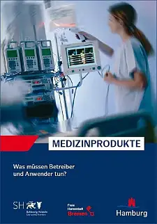 Titelblatt des Flyers. Es ist ein leicht verschwommenes Foto eines Zimmers in der Intensivstation zu sehen.