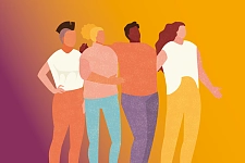 Grafik Frauengruppe Arm in Arm 