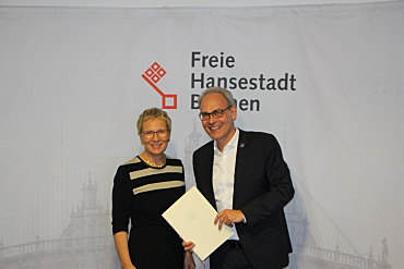Senatorin Quante-Brandt und Björn Portillo, bremen digitalmedia e.V.