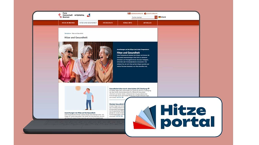Laptop und Logo Hitzeportal