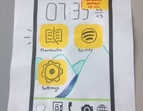 Es ist ein gemaltes Handy mit verschiedenen Apps zu sehen.