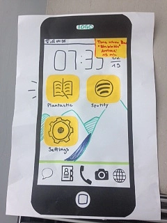Es ist ein gemaltes Handy mit verschiedenen Apps zu sehen.