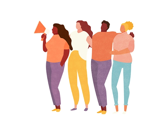  Illustration einer Gruppe weiblich gelesener Personen, Symbolbild für den Bremer Betroffenenbeirat