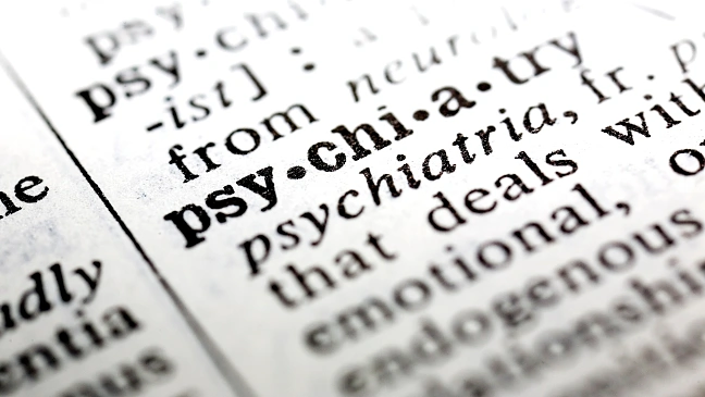 Es ist Ein Dudeneintrag zu Psychiatrie zu sehen.